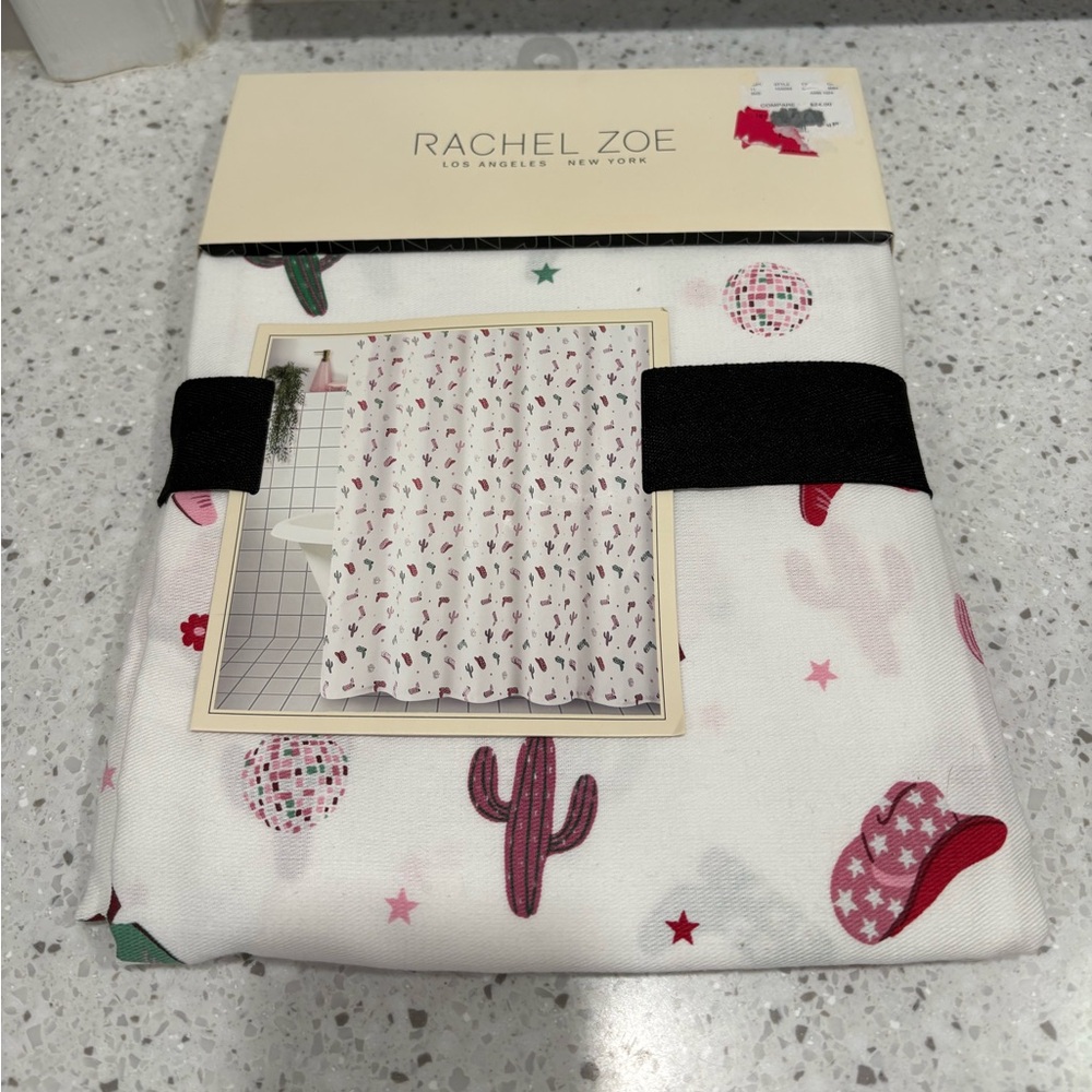 Rachel Zoe White and Pink Cactus Shower Curtain